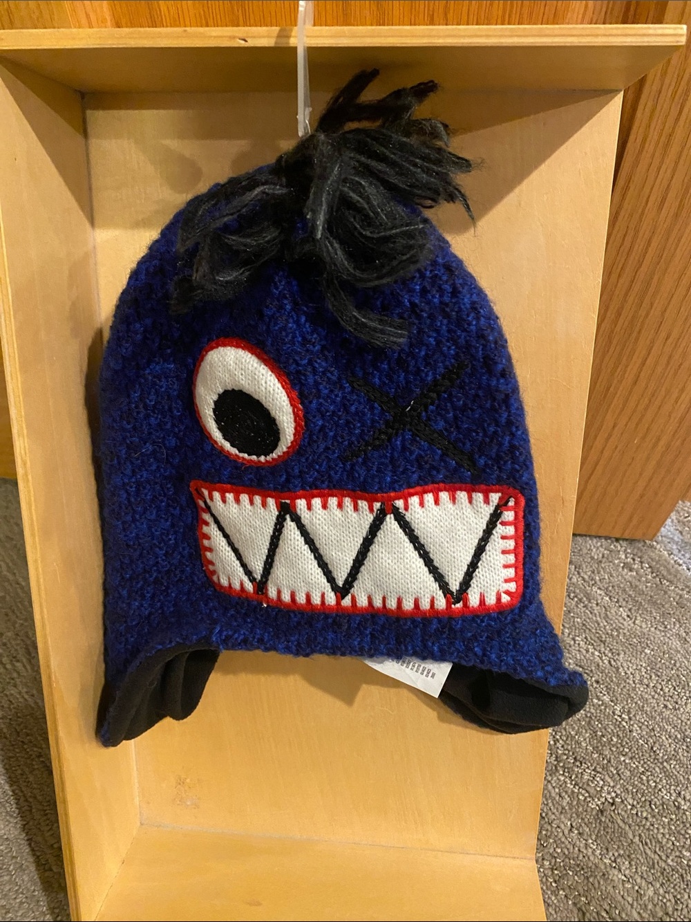 The Children's Place Royal Blue Monster Knit Hat with Black Pom